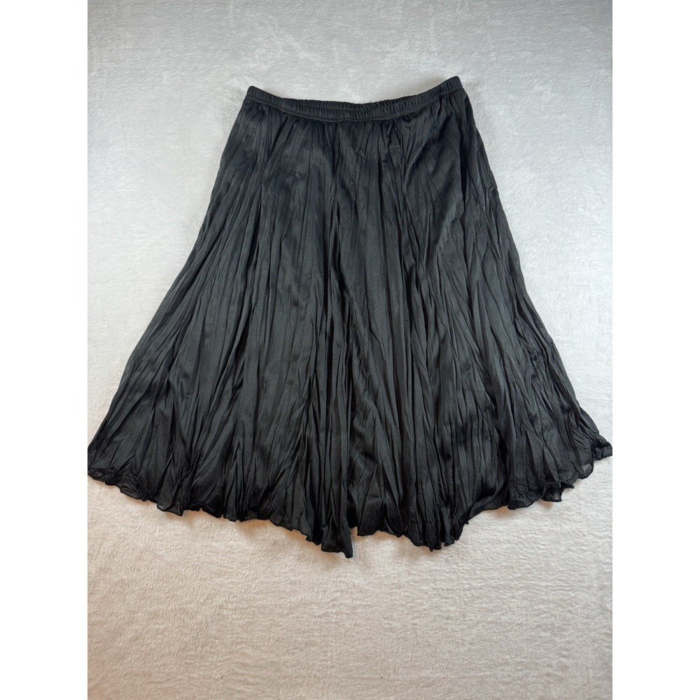 Larry Levine Long Black Pull On Elastic Waist Skirt Size L Whimsical Goth Fairy